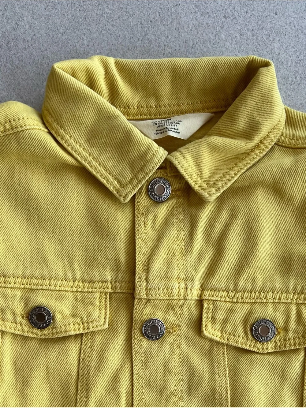 H&M Kids Yellow Denim Jacket, Size 7-8